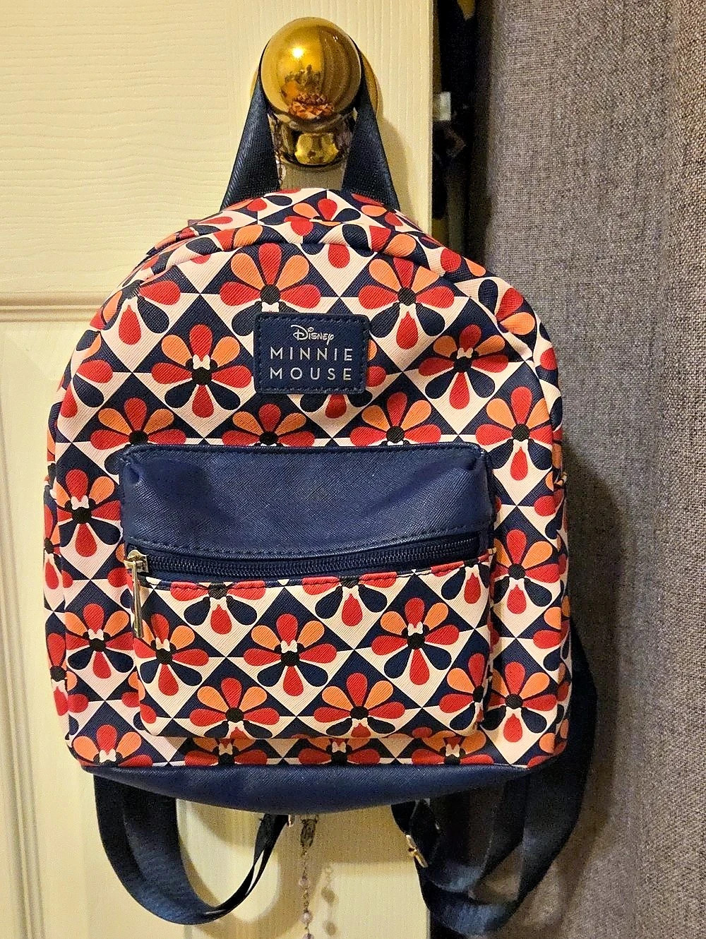 Disney Minnie Mouse Floral Print Backpack in Blue & Red